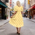 thumbnail image 5 of Uscallm Women Plus Size V Neck Short Sleeve Tie Polka Dot Boho Casual Midi Wrap Dress A-Line Beach Vacation Dresses, Beige S, 5 of 7