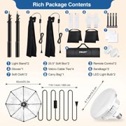 Emart Softbox Lighting Kit, Softbox Photography Light Kit with 2x25.5 (65cm) Softbox, 2x135W 3000-6500K Remote Controlled LED Bulb, Sandbag for Studio Video Recording, Photoshoot