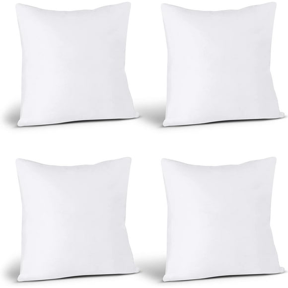 Coussins Insert (Pack de 4, Blanc) - Oreillers Lit et Canapé - Oreillers Décoratifs Intérieurs 30*30cm