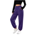 thumbnail image 5 of XUNKUSGA Women's Baggy Sweatpants Casual High Elastic Waist Cinch Bottom Sweat Pants Soft Comfy Solid Color Joggers Athletic Pants with Pockets and Drawstring L, 5 of 10
