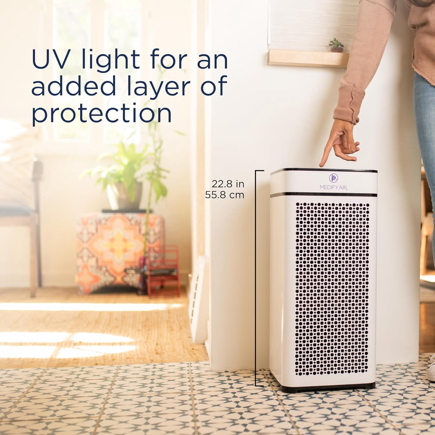 Medify MA-40 UV Light Air Purifier with True HEPA H14 Filter | 1,793 ft² Coverage in 1hr for Wildfires Smoke, Odors, Pollen, Pets | Quiet 99.9% Removal to 0.1 Microns | White, 2-Pack