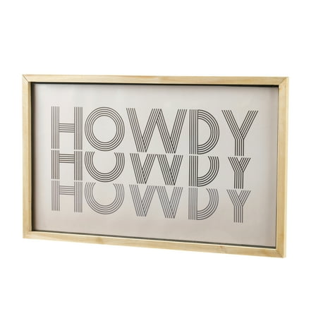 Home Decor Collection Howdy Print Natural Wood Framed Wall Art, 22" x 13"