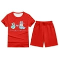 thumbnail image 1 of XDZJLR Ensemble de Pyjama pour Filles Enfants Garçons Imprimé de Pâques Manches Courtes T-Shirt Haut et Short Rouge 11-12 Ans, 1 of 4