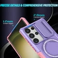 thumbnail image 4 of Case for Samsung Galaxy S24 Ultra, with Sliding Camera Cover, with Rotating Finger Ring Holder Magnetic Bracket Hybrid Hand Grip Protective Shockproof Phone Case Cover for S24 Ultra - Purple, 4 of 9