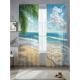 thumbnail image 2 of Summer Beach Sheer Curtains 96 Inch Length 2 Panels Set for Living Room/Bedroom, Coastal Ocean Tropical Palm Trees Semi Curtain Sheers Drapes Rod Pocket Curtains Window Treatment Set 52''x96''x2, 2 of 7