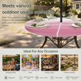 thumbnail image 6 of Round Outdoor Tablecloth with Umbrella Hole and Zipper, Pink White Ombre Tablecloth with Elastic Waterproof, Romantic Funny Abstract Striped Lines Patio Table Covers for 36" - 44" Picnic Pool Tables, 6 of 9