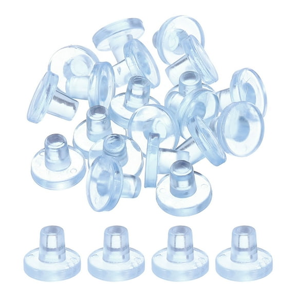 50Pack 8mm/0.32" Glass Table Top Bumpers with Stem Fit 5/16Inch, Clear
