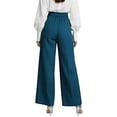 Satingcolo Flowy Pants for Women Dressy Asymmetric Wrap Front Linen ...