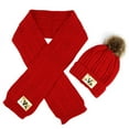 thumbnail image 2 of SYMOID Red Unisex Kids 3T Beanie & Scarf Set - Warm Acrylic Knit with Pom Pom, Cold Weather Winter Hat Scarf for 3 Year Olds,Size 3 T, 2 of 6