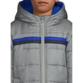 thumbnail image 4 of Weather Tamer Boys Hooded Long Sleeve Chest Stripe Winter Puffer Coat, Sizes 4-16, 4 of 6