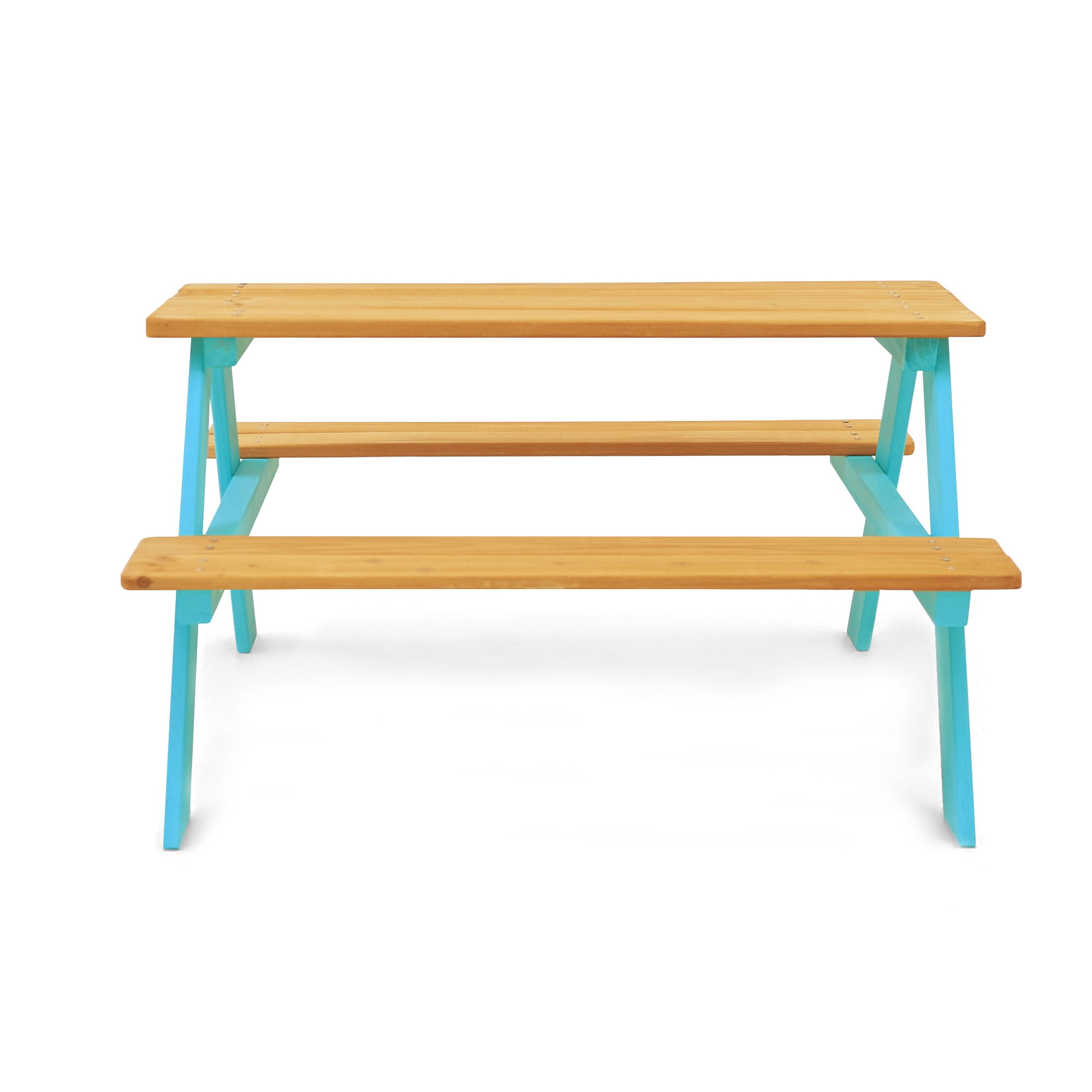 Teamson Kids Outdoor Wooden Picnic Table & Bench Set for Backyard, Patio, Garden, Weather-Resistant Finish