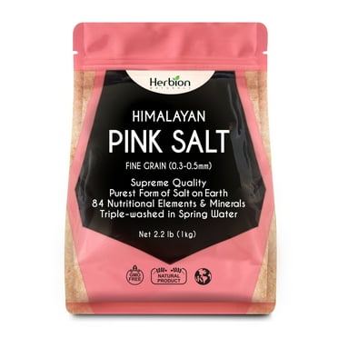 Herbion Naturals Himalayan Pink Salt Pouch Fine Grain, 100% Pure with 84 Minerals for Seasoning, Resealable, Organic, All-Natural Salt, Triple-Washed in Spring Water, Vegan, Kosher Certified
