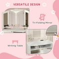 thumbnail image 4 of Qaba 2 in 1 Kids Vanity Set Makeup Dressing Table Pretend Play Set with Tri-Folding Mirror, Stool, Storage Shelf, 4 of 7