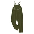 thumbnail image 5 of Tfken Girls Jumpsuit For Summer Letter Print V Neck Sleeveless Spaghetti Strap Onesie With Pockets Trendy Casual Kids Smooth Bodysuit Green Size 4-5 Years, 5 of 5