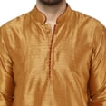 thumbnail image 3 of SKAVIJ Men's Tunic Top Art Silk Long Kurta Indian Wedding Casual Shirt Small Brown, 3 of 6