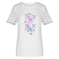 thumbnail image 3 of Hauts d'Été Mode pour Femmes Col Rond Dentelle Manches Courtes Imprimé Floral Coupe Ample, 3 of 7