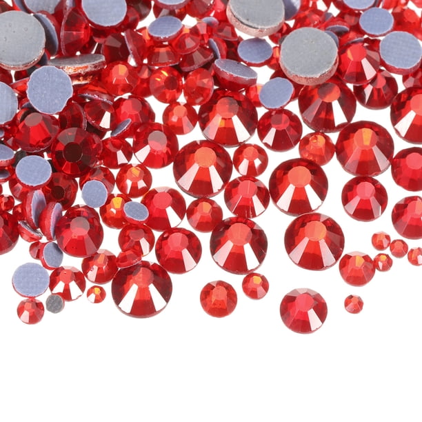 1450 Pcs Strass de Hotfix Gemas de Cristal de Vidrio (Set SS6-SS30, Rojo Claro)
