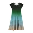 thumbnail image 3 of Taqqpue Girls Summer Dress Flutter Ruffle Short Sleeve Round Neck Gradient Midi Sundress Casual Flowy Floral Tiered Boho Beach Dress A-line Swing Dress for Girls 0.5-15Y, 3 of 4