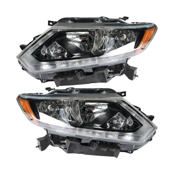 Halogen Pair Headlights For 2014-2016 Nissan Rogue w/LED DRL Headlamp Left&Right