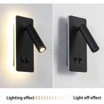 thumbnail image 3 of Aplique de pared LED, luz de lectura para cabecera, luces de lectura de pared LED de 13 W, foco ajustable (luz cálida de 3000 K, rectangular), aplique de pared para pasillo, escalera, sala de estar, 3 of 5