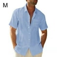 thumbnail image 1 of thinsony Traveling Casual Style Men's Button Down Shirt Summer Pool Party Solid Color Simple Design Slim Fit Tops Daily Clothes Light Blue M, 1 of 5