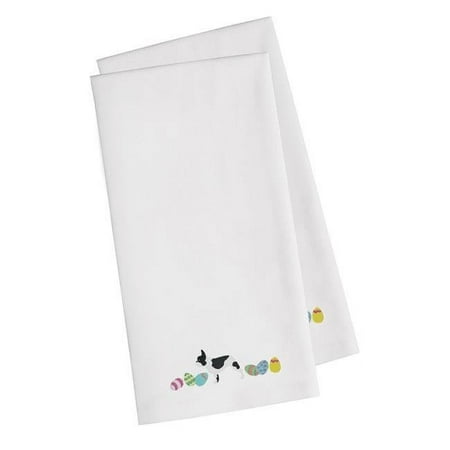 

French Bulldog Easter White Embroidered Kitchen Towel - Set of 2