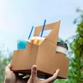 thumbnail image 7 of FMP Brands 4 Cup Disposable Drink Carrier with Handle, 25 Pack Kraft Paperboard Handled Drink Carriers 12-30 oz to Go Coffee Cup Holder, Cup Carrier for Cold Hot Drinks, Valentine Mother's Day, 7 of 7