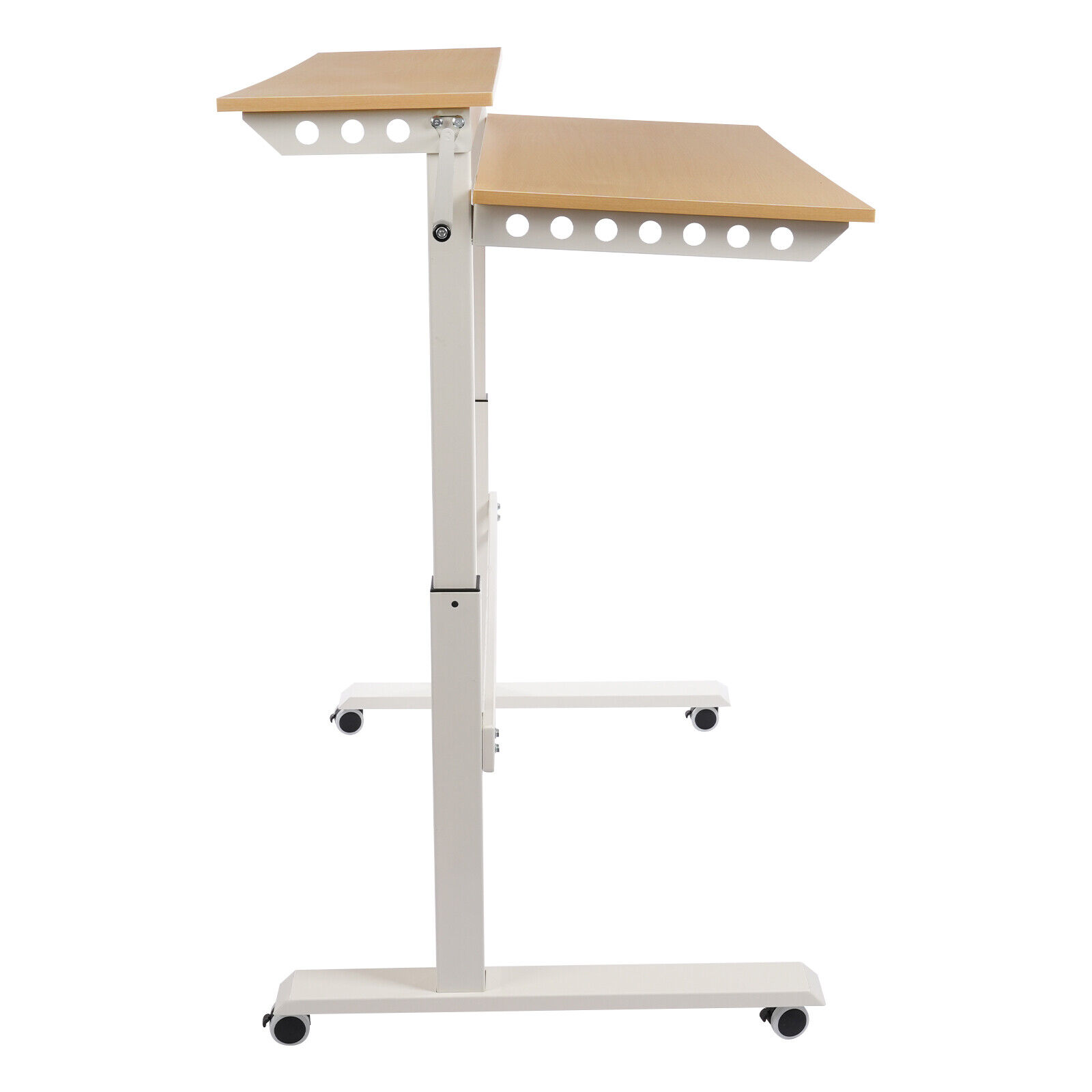 Mobile 2-Tier Rolling Laptop Desk with 4 Wheels, Adjustable Height Standing Desk,Rolling Computer Desk for Home Office