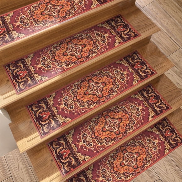 Non-Slip Stair Treads for Wooden Steps,30"X8" Indoor Stair Runner,Reusable Rubber Backing Safety Stair Carpet Treads