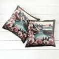 thumbnail image 2 of Ambesonne Lake Throw Pillow Cover Pack of 2, Spring Joy Landscape Orchids, 2 Pcs-36"x16", Pink Brown and Cadet Blue, 2 of 5