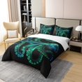 thumbnail image 2 of Erosebridal Octopus Bedding Set Sealife Duvet Cover Ocean Animal Comforter Cover for Kids Teens Adult,Decoration 2 Pcs Bedding Set (1 Duvet Cover 1 Pillowcase) Twin Size,Black Green, 2 of 6