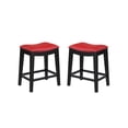 thumbnail image 1 of Emerald Home Briar Traditional Red 24" Bar Stool with Faux Leather Saddle Seat And Nailhead Trim, Set of Two, 1 of 5