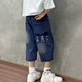 thumbnail image 6 of RUTAYY Toddler Boys Elastic Waist Wide Leg Casual Loose Calf Length Jeans With Pockets Trouser Cozy Infants Pants, 6 of 6