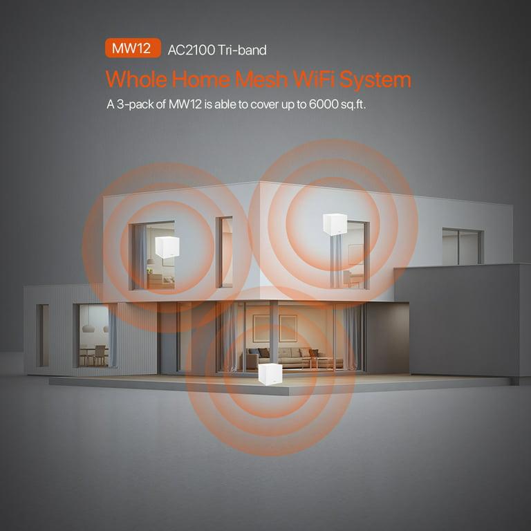 Tenda Nova Mesh WiFi System MW12 - Covers up to 4000 sq.ft - Tri-Band  AC2100 Whole