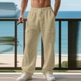 thumbnail image 2 of Mohiass Baggy Wide Leg Sweatpants Fall Casual Uncuffed Open Bottom Lightweight Drawstring Stretch Pants Men Khaki S, 2 of 4