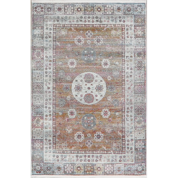 Geometric Oriental Distressed Turkish Area Rug Medallion Carpet