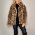 thumbnail image 3 of Women's Leopard Print coat, Casual Fashion Lapel Mid Length Jacket, Winter Warm coat, 3 of 9
