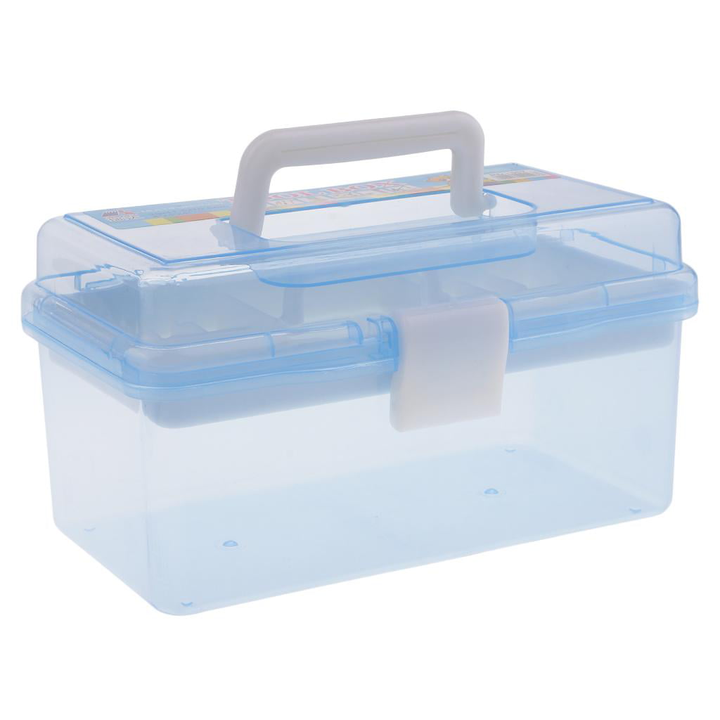 Blue Portable First Aid Box Organizer, Multipurpose Sewing Box, Tool Box,  Crafts and Supplies Storage Case with Handle and Removable Tray 