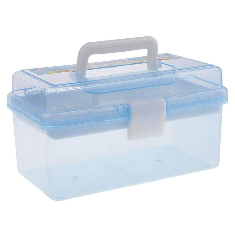 1pc Portable Plastic Divided Storage Box With Handle For Art Tools