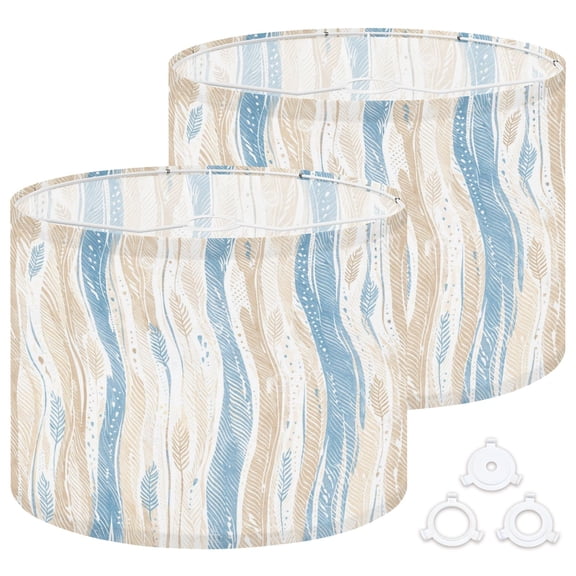 Lamp Shades Set of 2 Easy Assembly Fashionable trendy rustic geo artistic boho stripe decorative Drum Lampshades for Table Lamps Floor Lamps Pendant Light 13"x13"x10" Replacement Lamp Shade