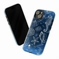 thumbnail image 5 of Ocean Sea Life Phone Case for iPhone 16 15 14 13 12 Pro Max Plus, Blue Cover with White Seahorse Shell Starfish Design, 5 of 6