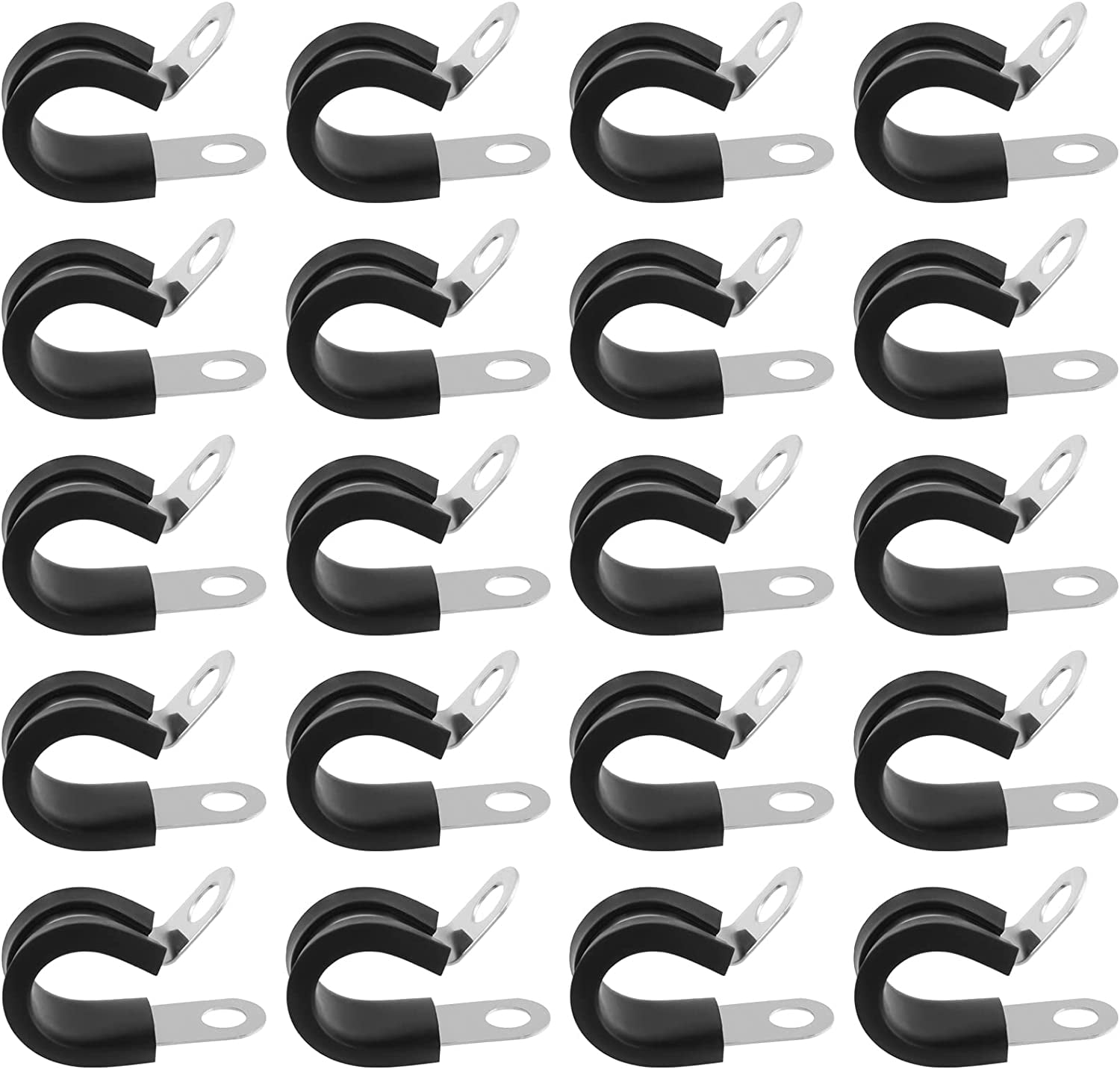 20Pcs 1/2 Inch Stainless Steel Cable Clamps Rubber Cushioned Insulated