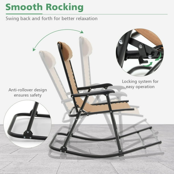 Portable Folding Recliner with Headrest Zero Gravity Rocking Camping Fishing  Patio Chair - China Rocking Chair, Leisure Chair