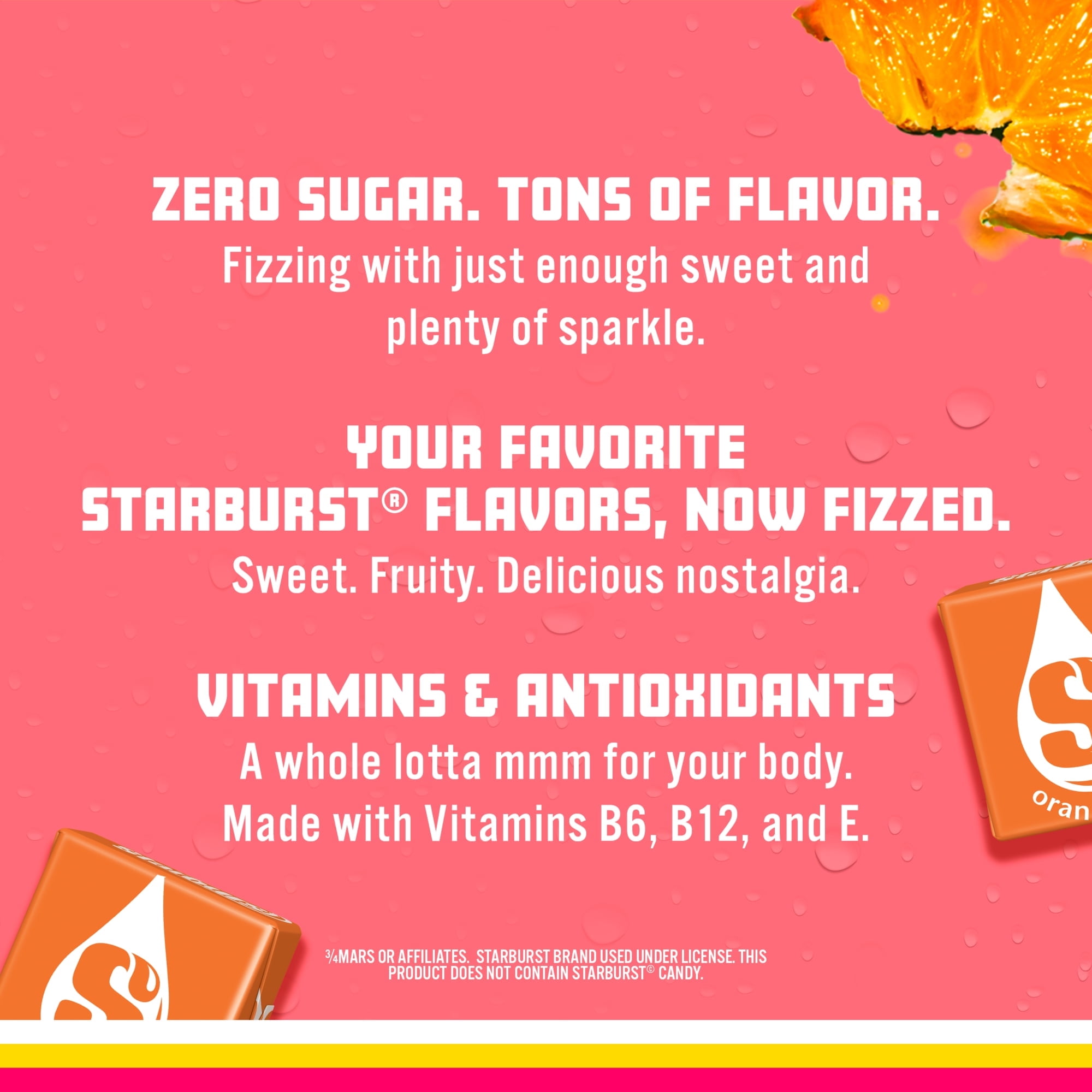 (4 pack) Sparkling Ice Starburst Orange Zero Sugar Flavored Water with Vitamins, Low Calorie, 17 fl oz Bottle
