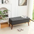 thumbnail image 2 of Modern Storage Ottoman Bench with Solid Wood Legs, PU Leather Footstool with Safety Hinge, Vanity Storage Bench for Bedroom, Living Room & Entryway, Hold Up to 300lbs, Dark Grey, 2 of 7