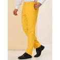 thumbnail image 3 of Unique Bargains Men's Dress Pants Slim Fit Flat Front Chino Business Wedding Suit Pants 38 Orange Yellow, 3 of 7