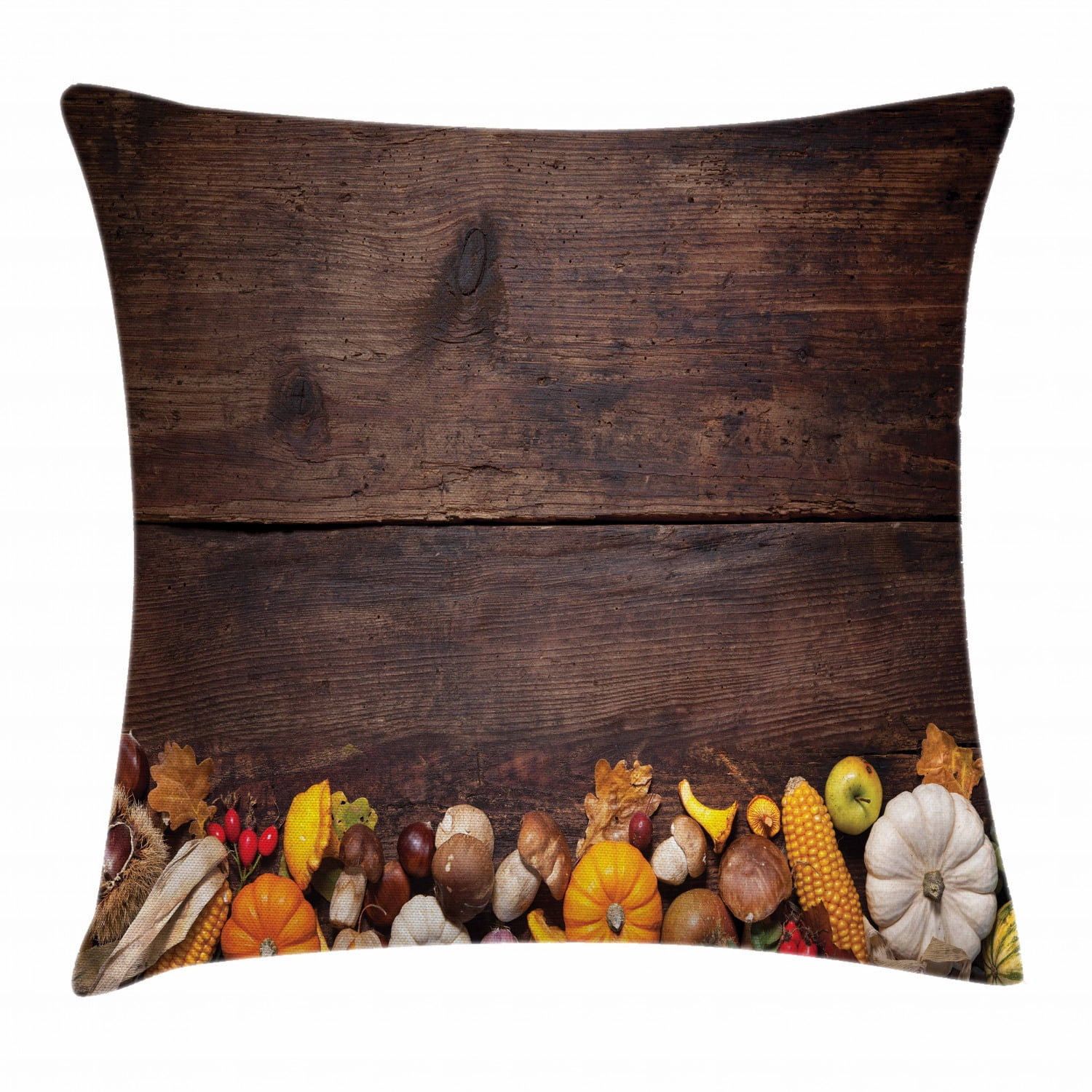 Harvest Throw Pillow Cushion Cover, Harvest Food on Dark Colored Wooden