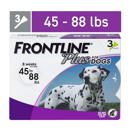 FRONTLINE® Plus for Dogs Flea and Tick Treatment  Large Dog  45-88 lb  Purple Box  3 CT
