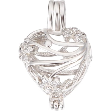 Sterling Silver Owl Cage Pendant – Essential Oil Diffuser Lockets For Pearls, Crystals, DIY Jewelry