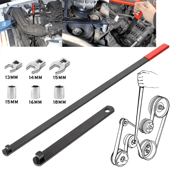 8-Piece Serpentine Belt Tool Set with 3/8" Pulley Wrench, Carbon Steel Automotive Belt Removal & Installation Kit